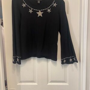 Black Star Embellished Women's Top